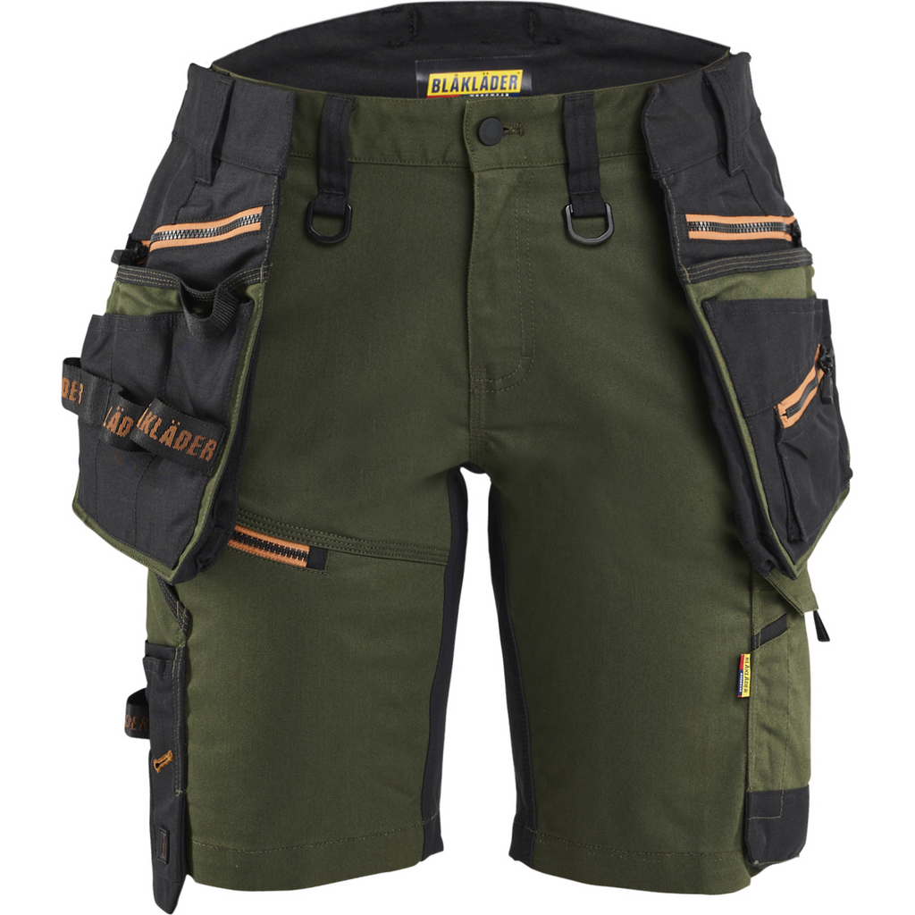 Blaklader STRIKER Ladies Stretch Craftsman Shorts, Forest Green/Rust