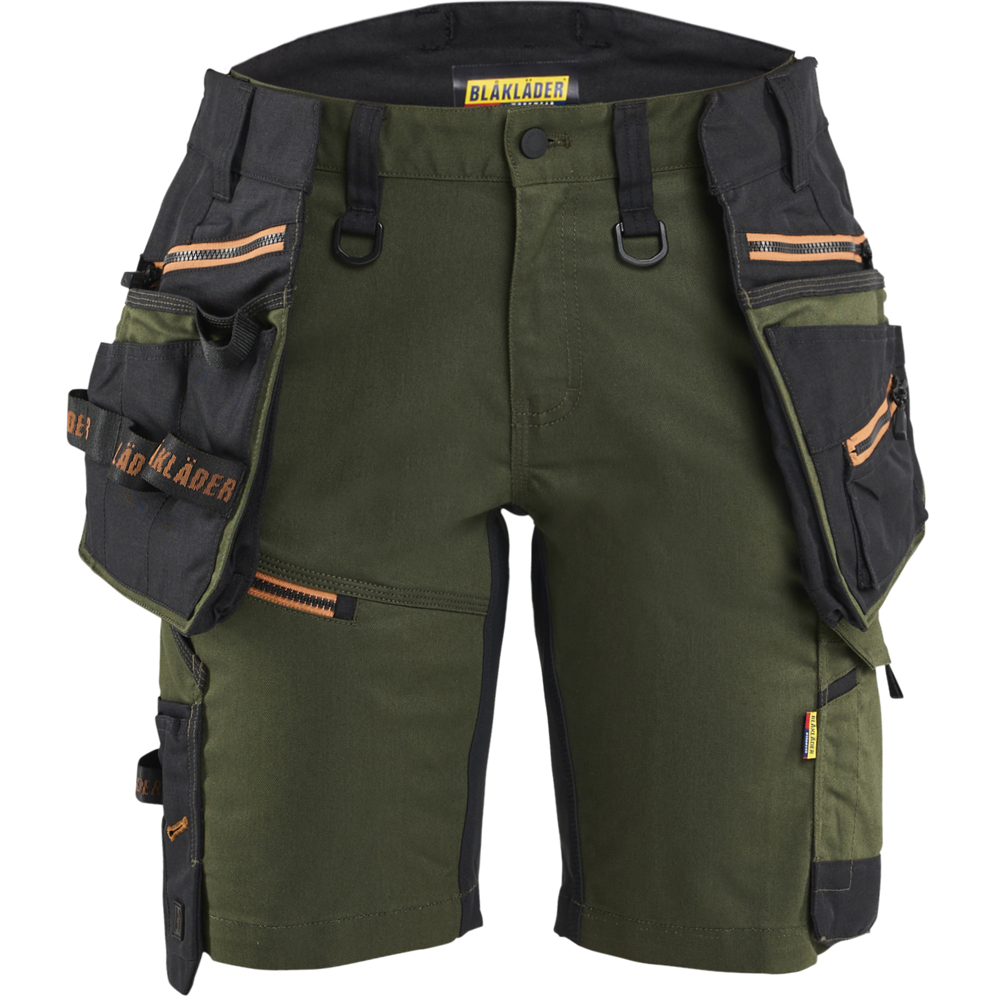 Blaklader STRIKER Ladies Stretch Craftsman Shorts, Forest Green/Rust