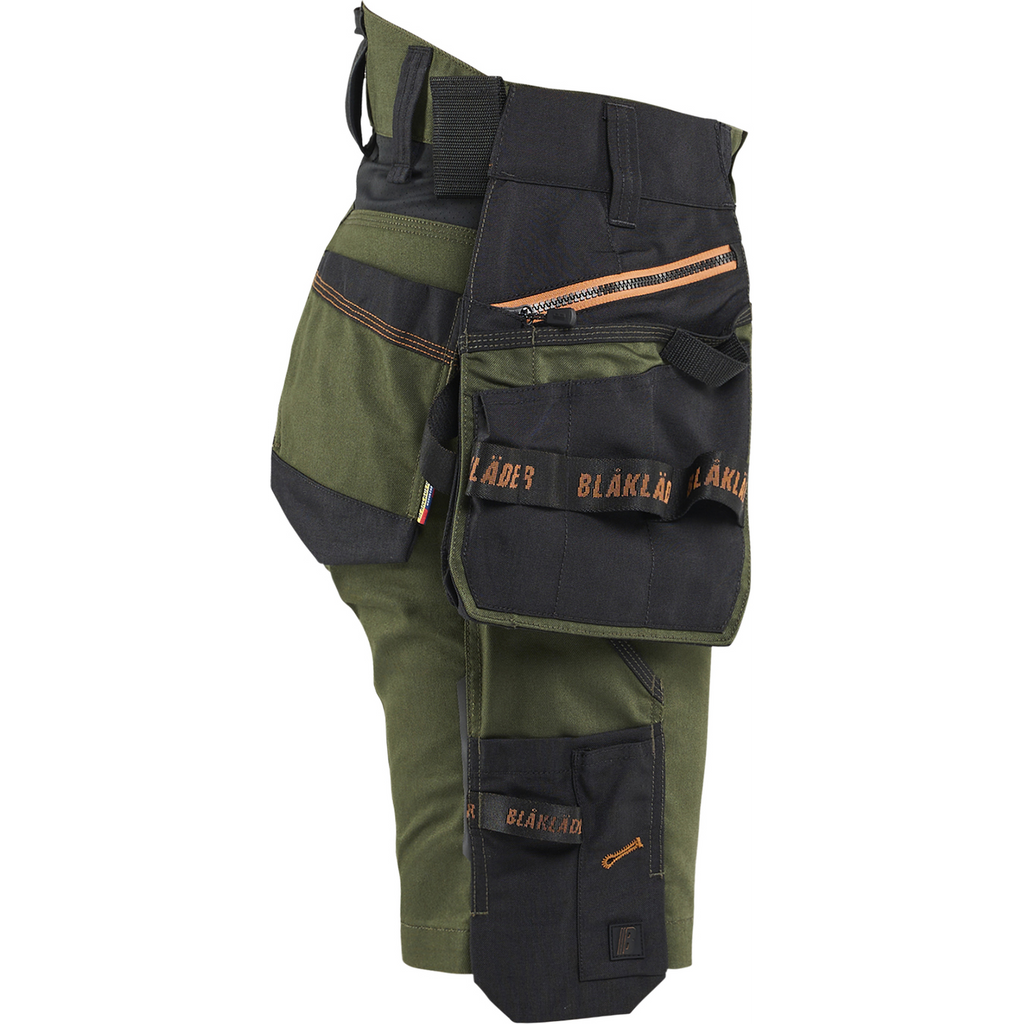 Blaklader STRIKER Ladies Stretch Craftsman Shorts, Forest Green/Rust (2)