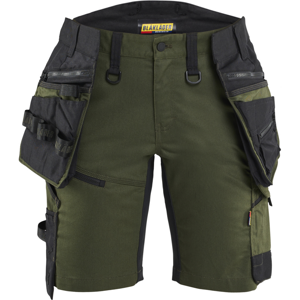 Blaklader STRIKER Ladies Stretch Craftsman Shorts, Forest Green/Black
