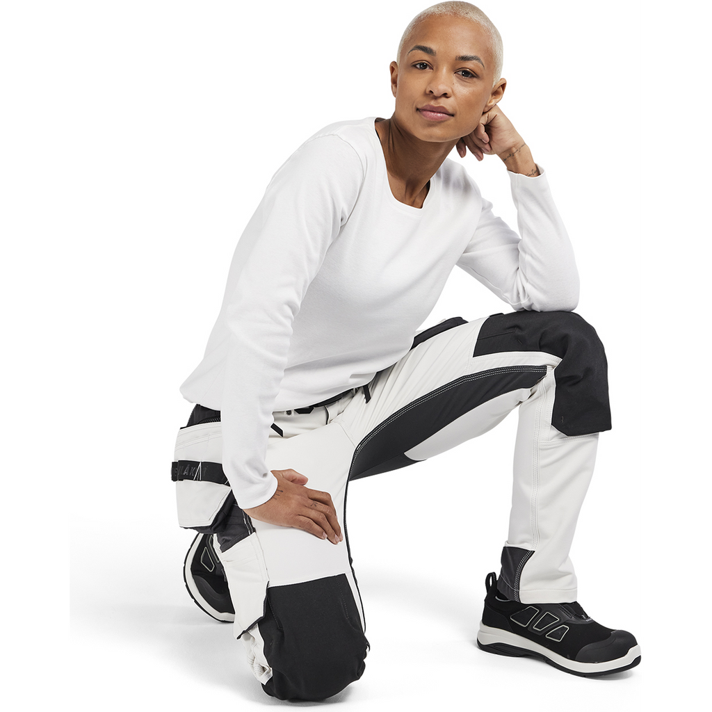 Blaklader Damen 4-Wege-Stretch Malerhose, Weiß/Dunkelgrau (6)