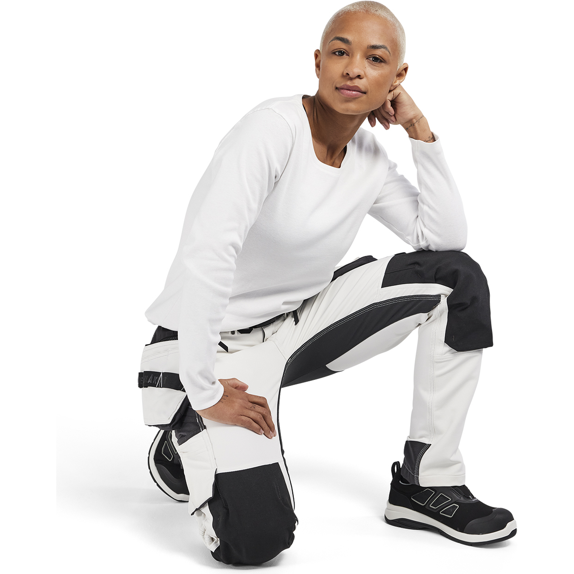 Blaklader Damen 4-Wege-Stretch Malerhose, Weiß/Dunkelgrau (6)