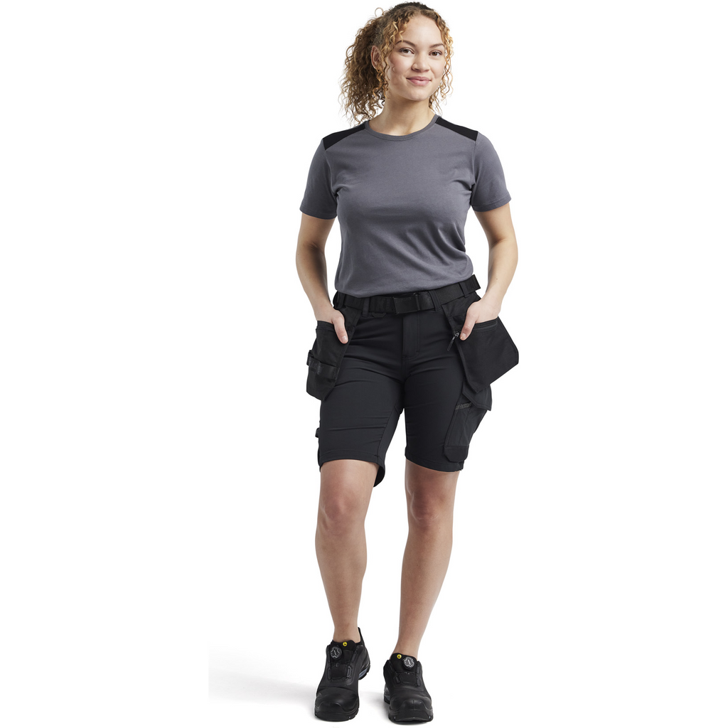 Blaklader Ladies 4-Way Stretch Craftsman Shorts, Black/Dark Grey (5)