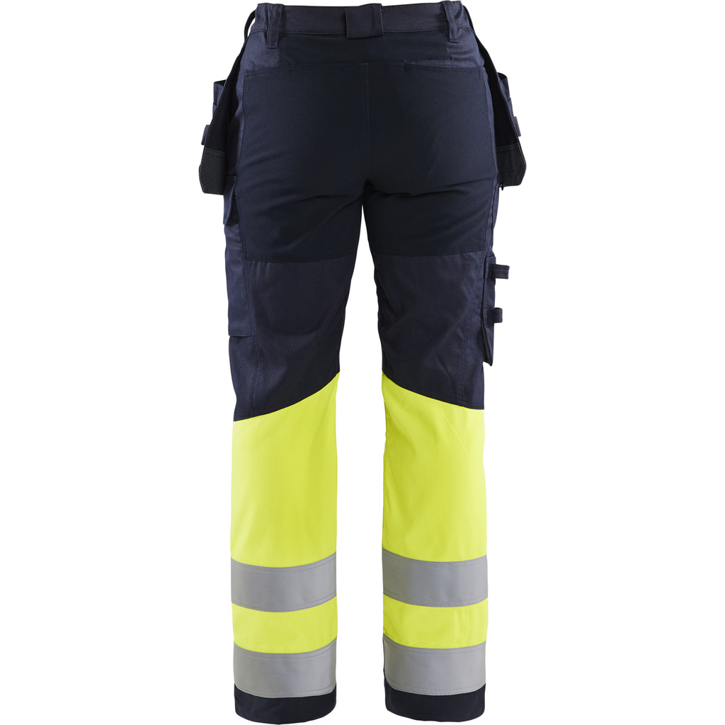 Blaklader Ladies Multinorm Stretch Work Trousers, Navy Blue/Yellow (4)