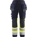 Blaklader Ladies Multinorm Stretch Work Trousers, Navy Blue/Yellow