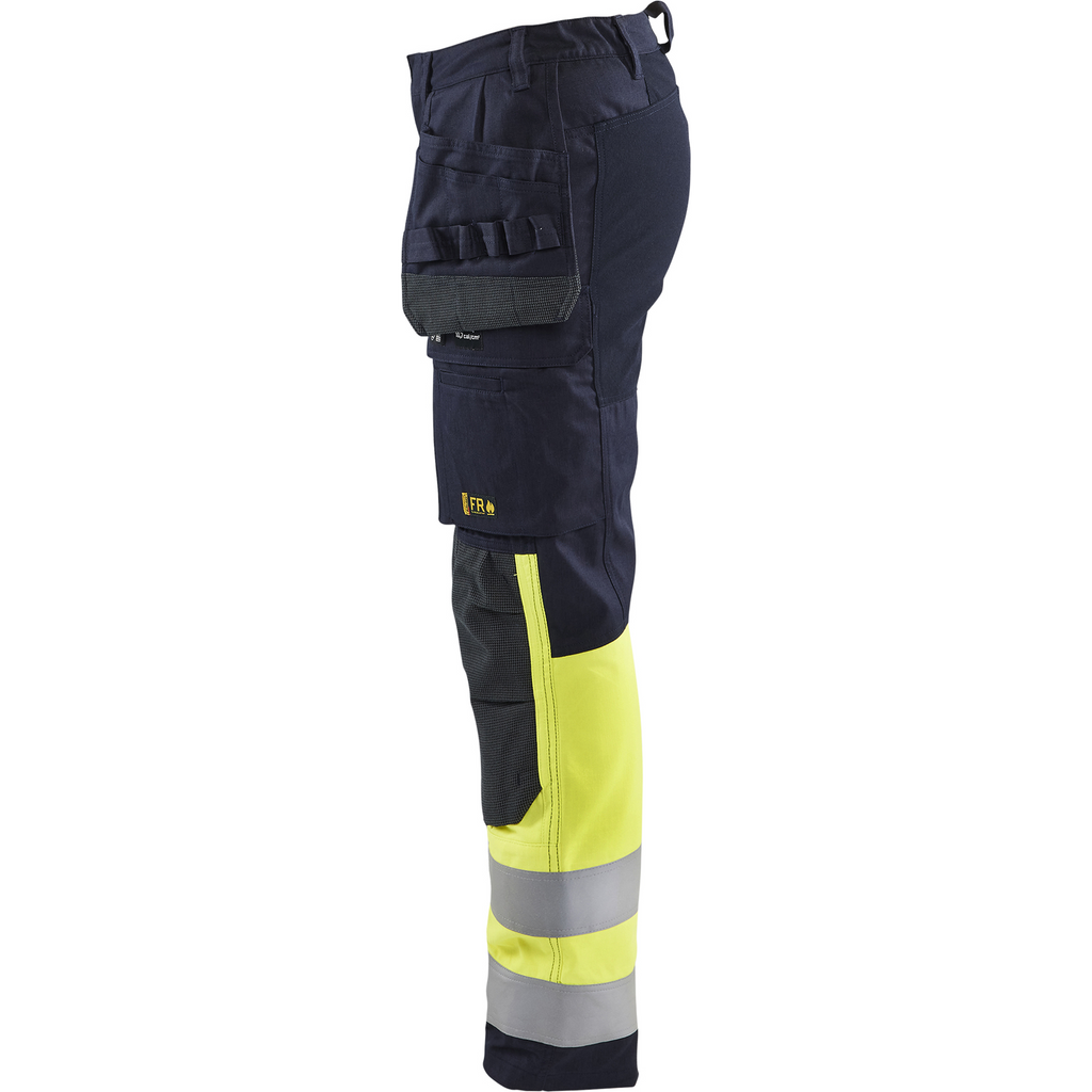 Blaklader Ladies Multinorm Stretch Work Trousers, Navy Blue/Yellow (3)