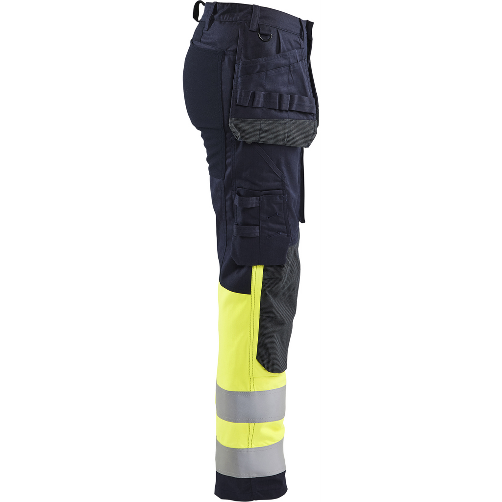 Blaklader Ladies Multinorm Stretch Work Trousers, Navy Blue/Yellow (2)