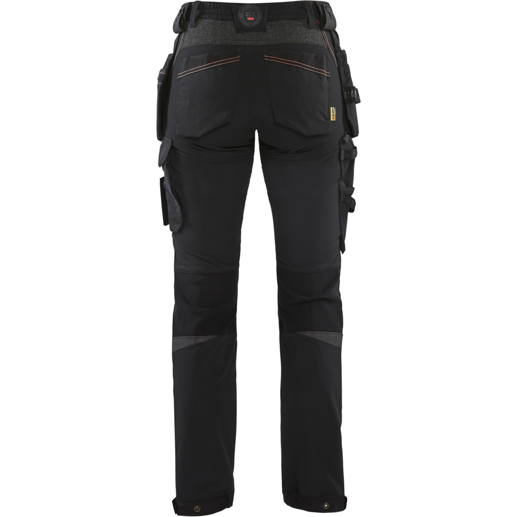 Blaklader Ladies 4-Way Stretch Craftsman Work Trousers, Black/Red (4)