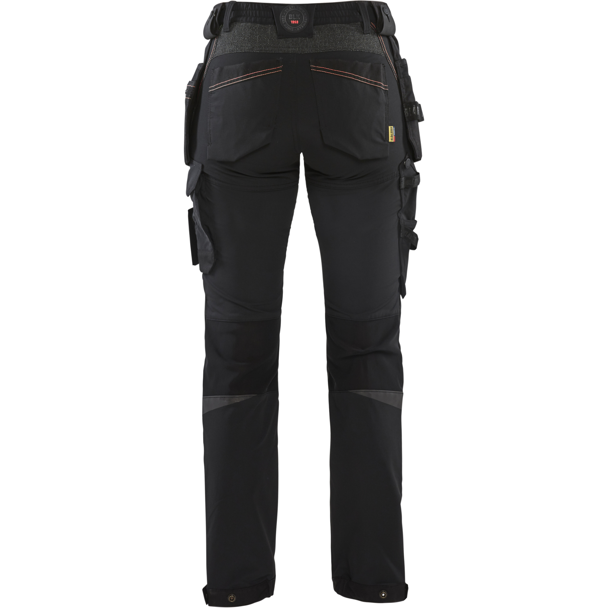 Blaklader Ladies 4-Way Stretch Craftsman Work Trousers, Black/Red (4)