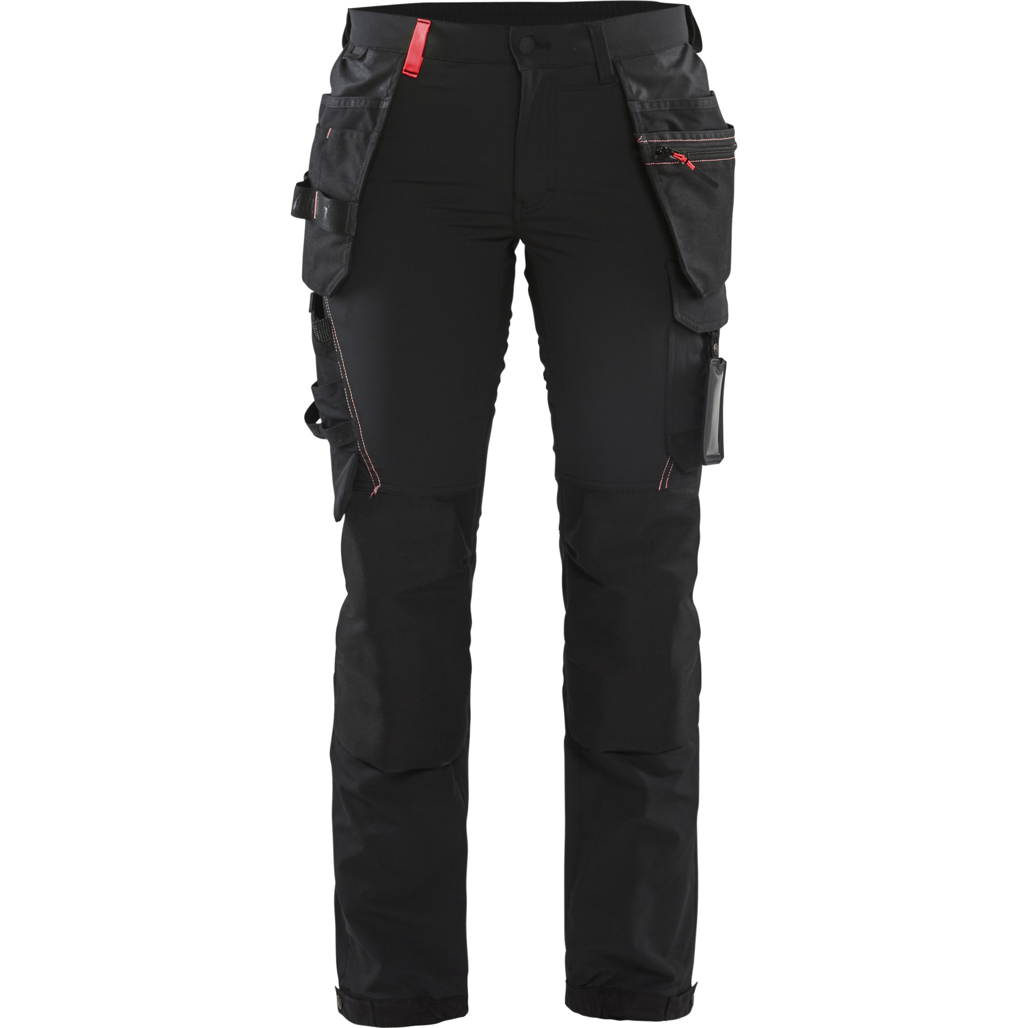 Blaklader Ladies 4-Way Stretch Craftsman Work Trousers, Black/Red