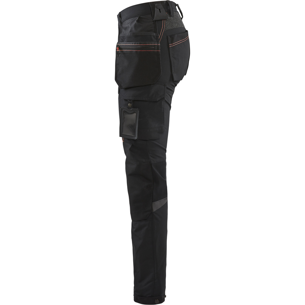Blaklader Ladies 4-Way Stretch Craftsman Work Trousers, Black/Red (3)