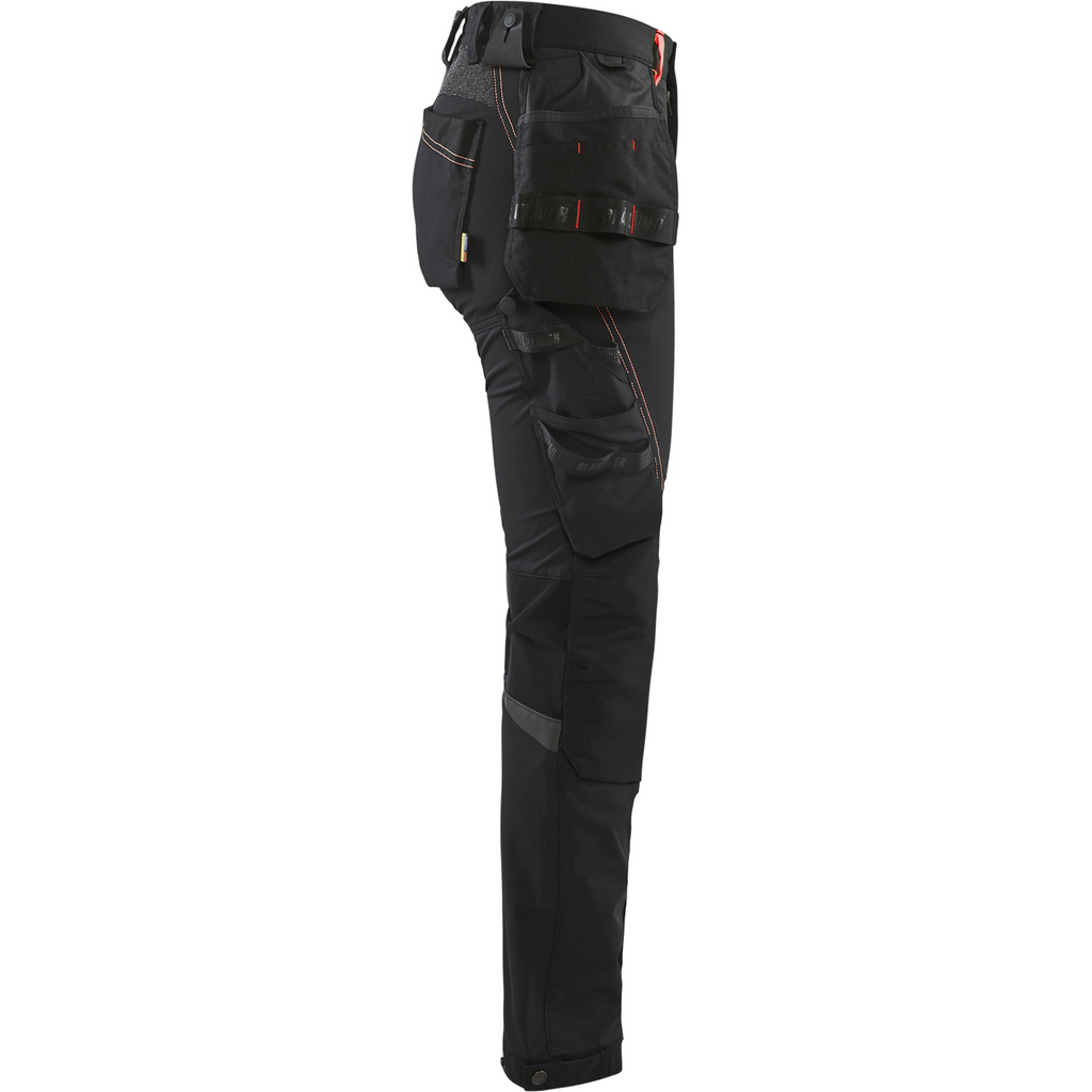 Blaklader Ladies 4-Way Stretch Craftsman Work Trousers, Black/Red (2)