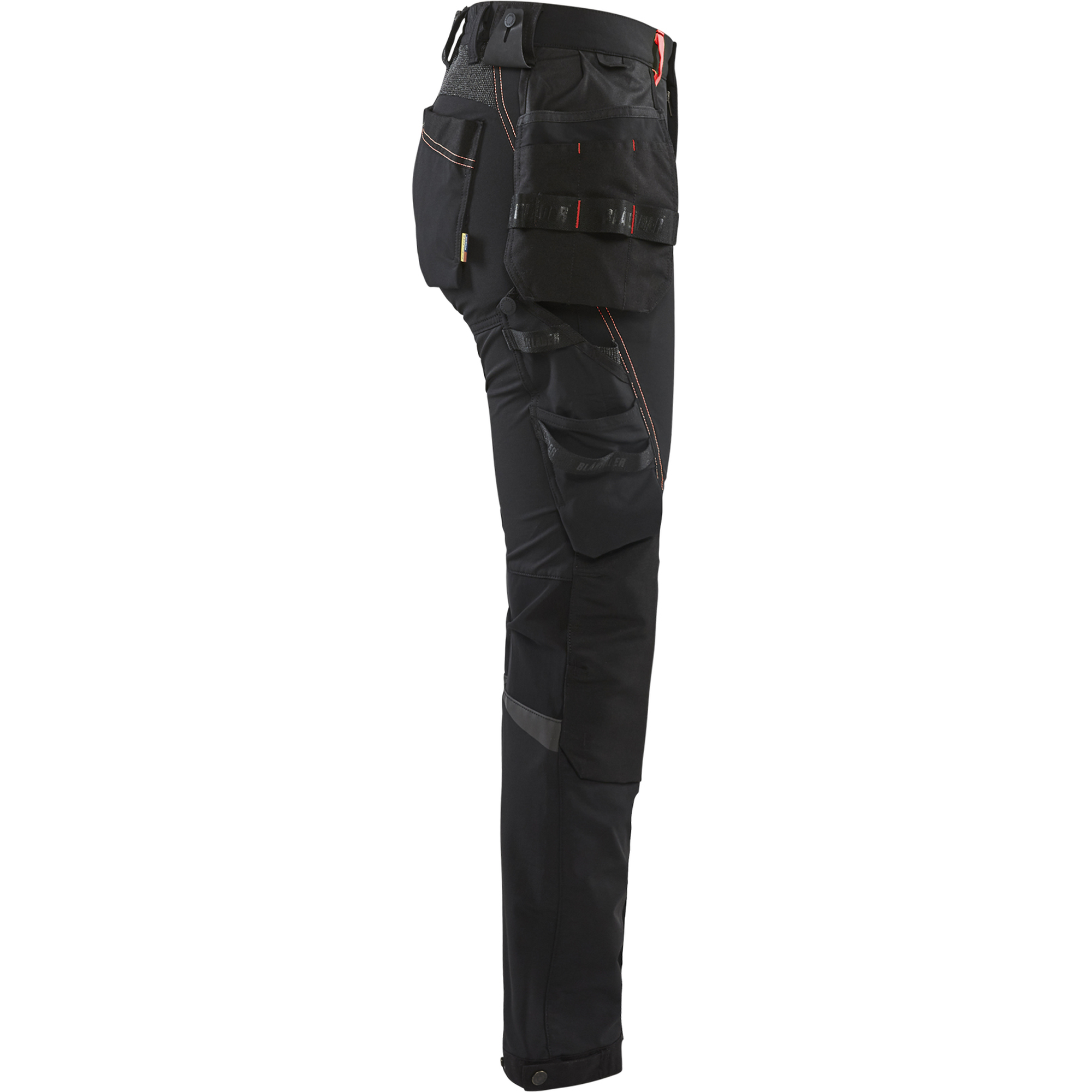 Blaklader Ladies 4-Way Stretch Craftsman Work Trousers, Black/Red (2)