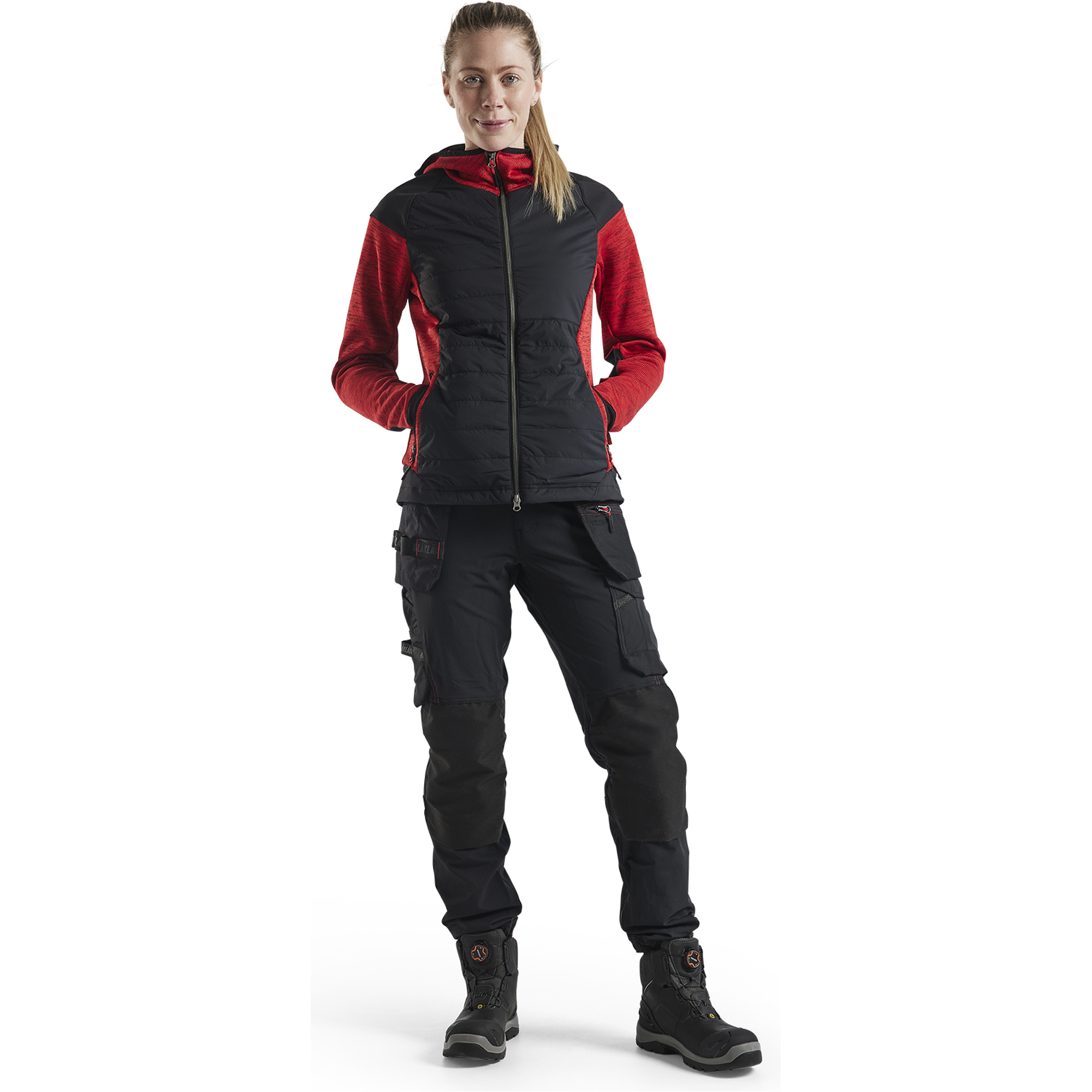 Blaklader Ladies 4-Way Stretch Craftsman Work Trousers, Black/Red (5)