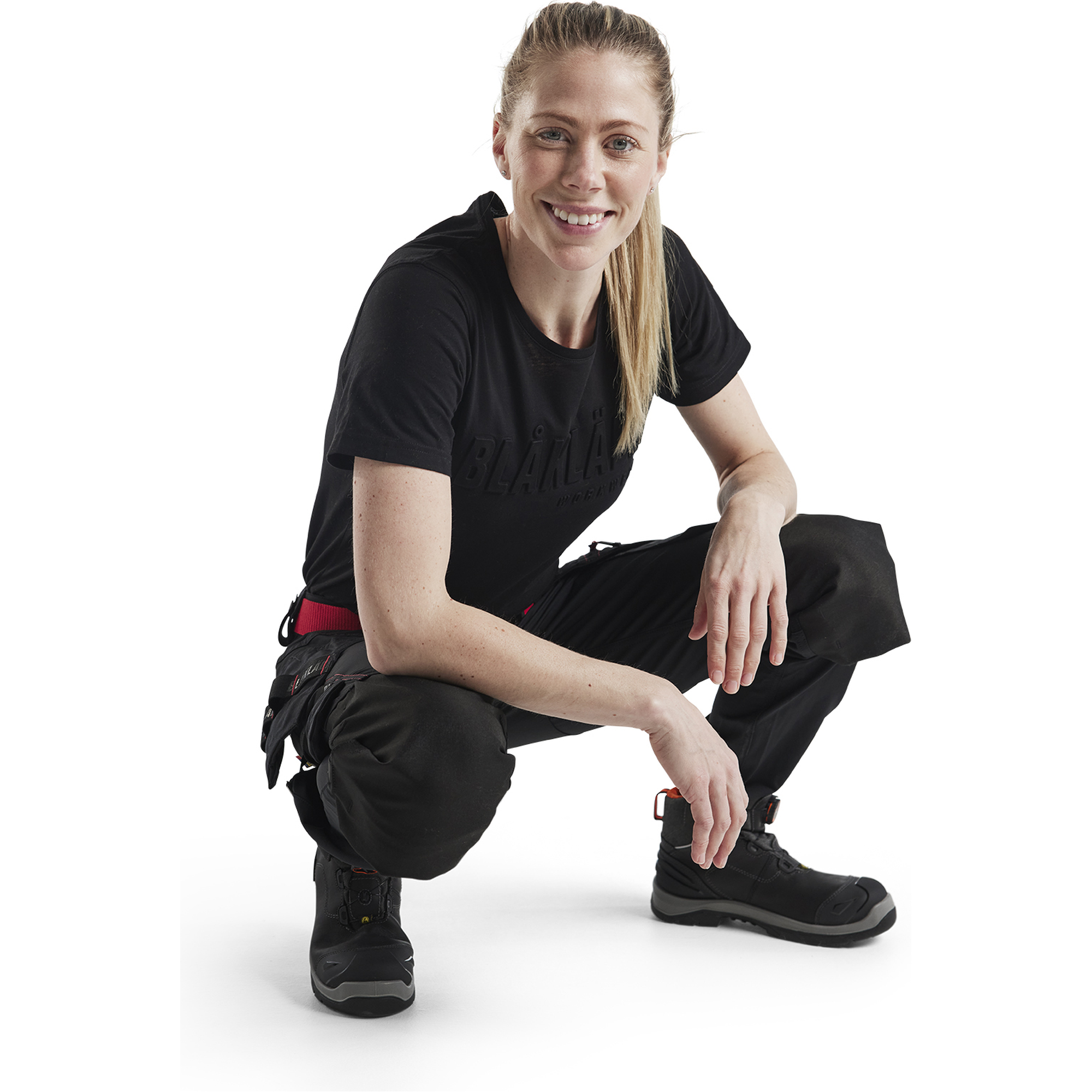 Blaklader Ladies 4-Way Stretch Craftsman Work Trousers, Black/Red (6)