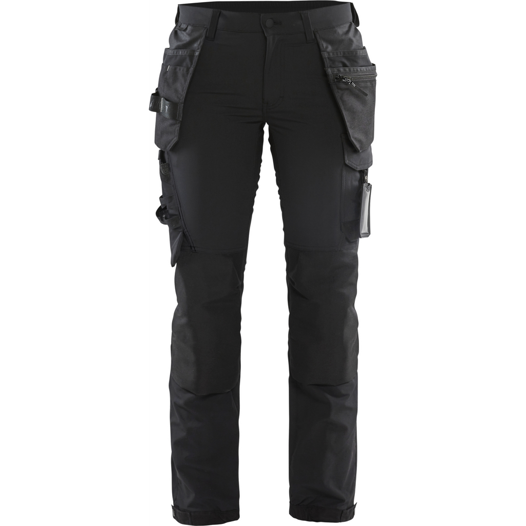 Blaklader Ladies 4-Way Stretch Craftsman Work Trousers, Black/Dark Grey