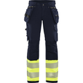 Blaklader High Vis Ladies 4-Way Stretch Work Trousers, Navy/Yellow
