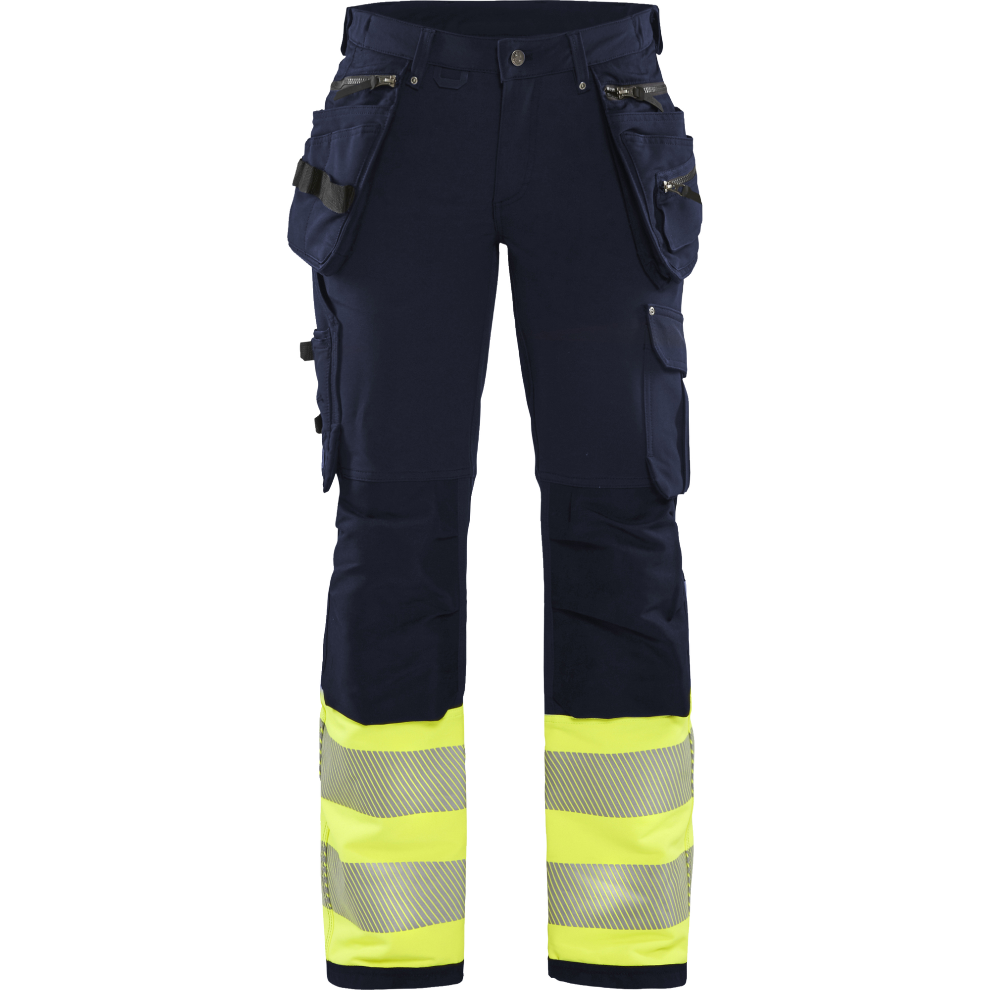 Blaklader High Vis Ladies 4-Way Stretch Work Trousers, Navy/Yellow