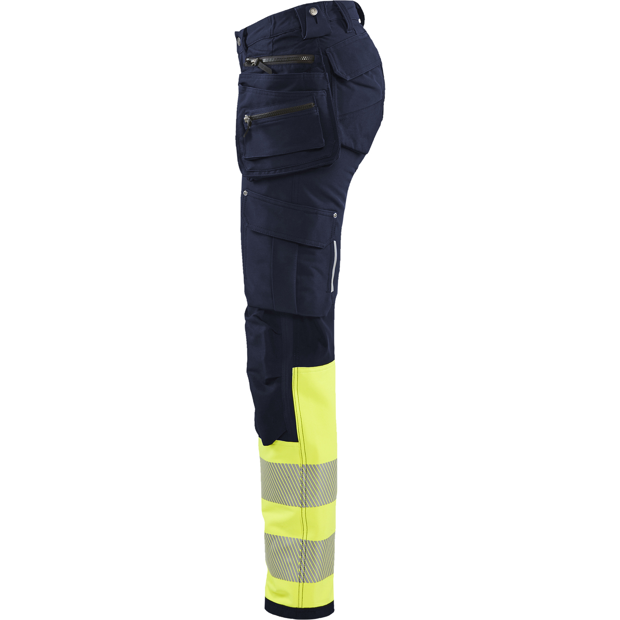 Blaklader High Vis Ladies 4-Way Stretch Work Trousers, Navy/Yellow (3)