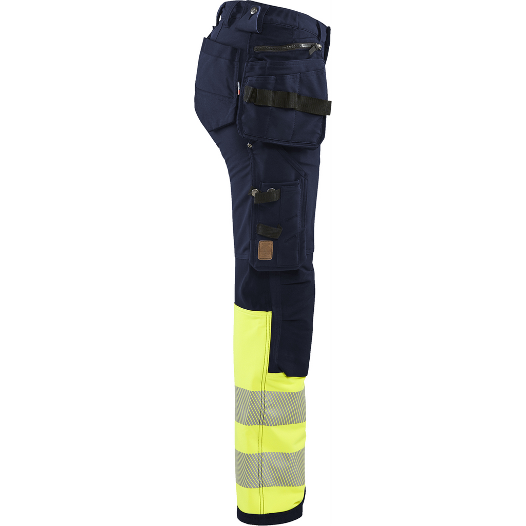 Blaklader High Vis Ladies 4-Way Stretch Work Trousers, Navy/Yellow (2)