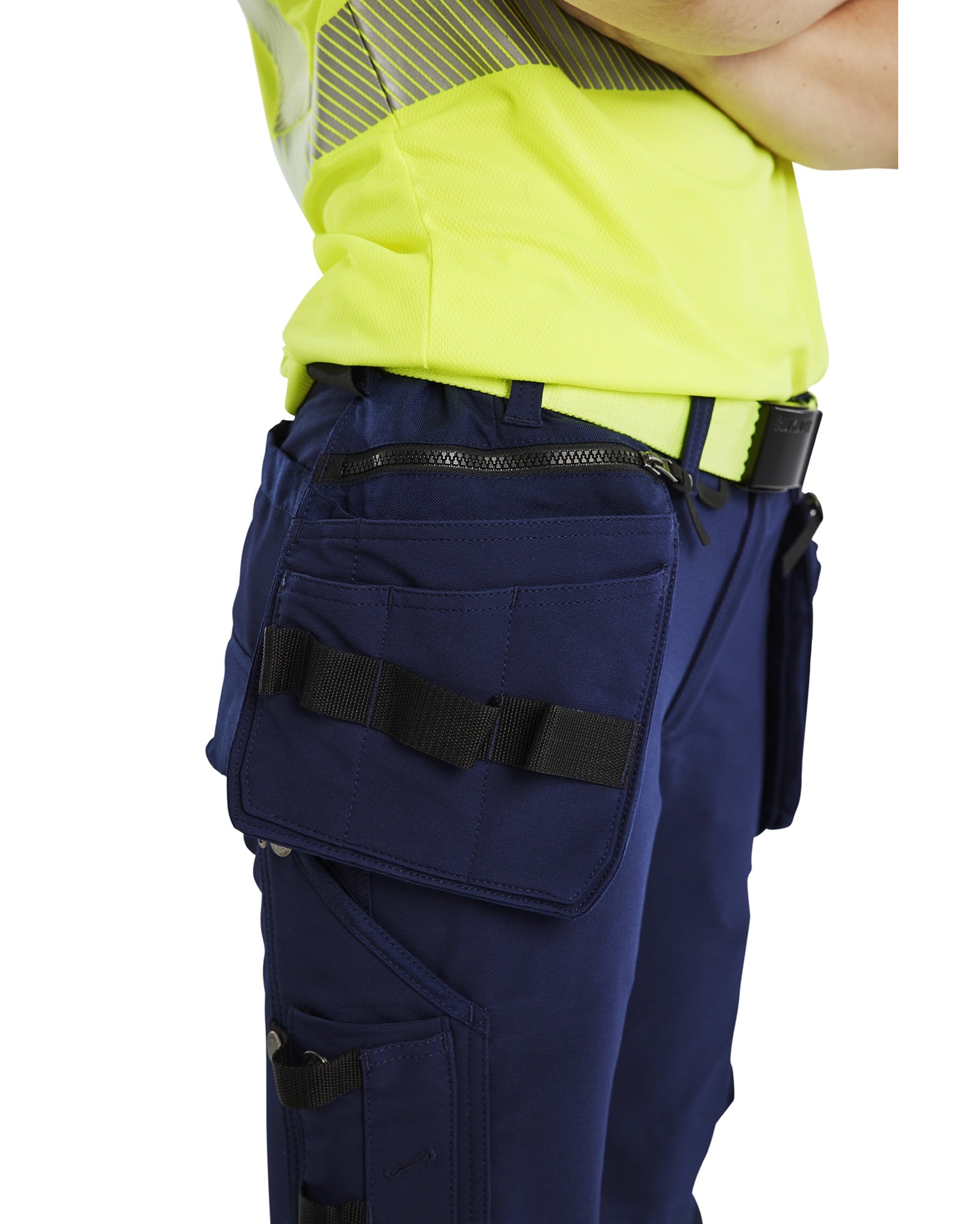 Blaklader High Vis Ladies 4-Way Stretch Work Trousers, Navy/Yellow (6)