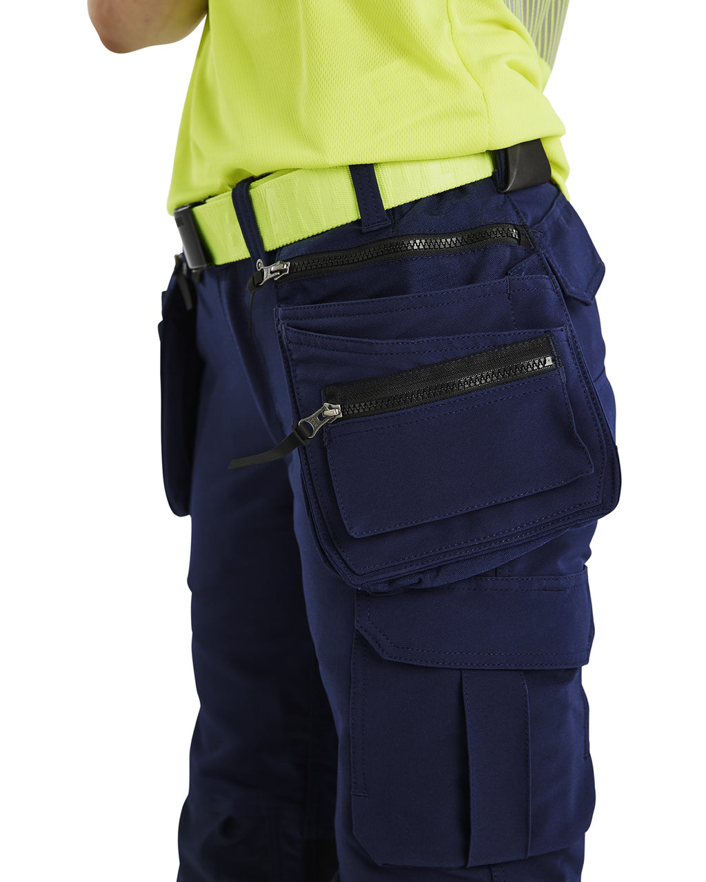 Blaklader High Vis Ladies 4-Way Stretch Work Trousers, Navy/Yellow (7)