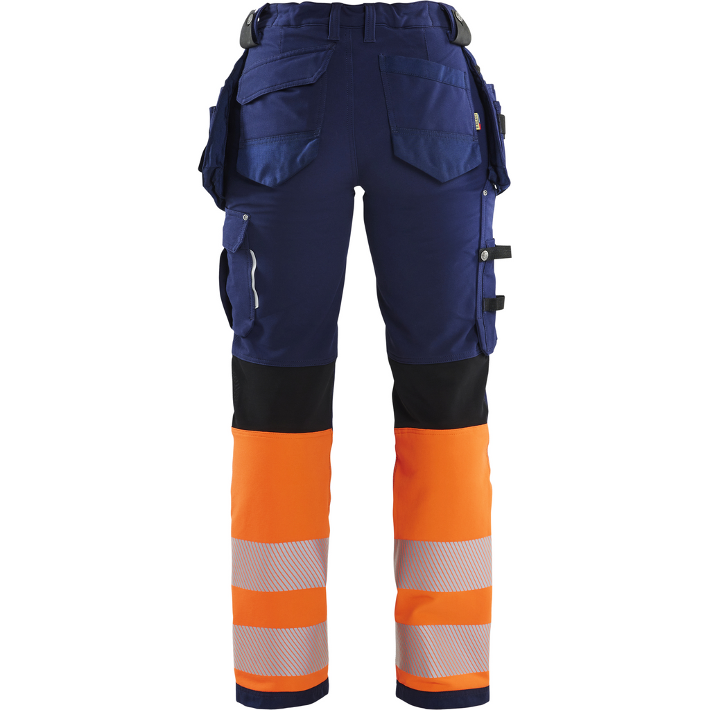 Blaklader High Vis Ladies 4-Way Stretch Work Trousers, Navy/Orange (4)