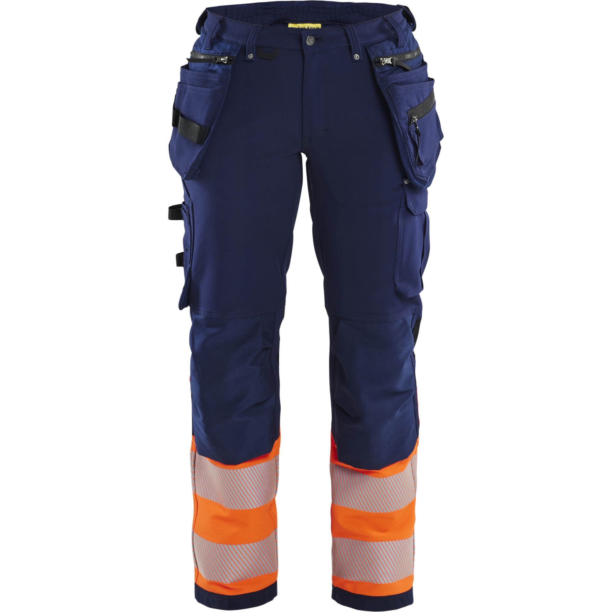 Blaklader High Vis Ladies 4-Way Stretch Work Trousers, Navy/Orange