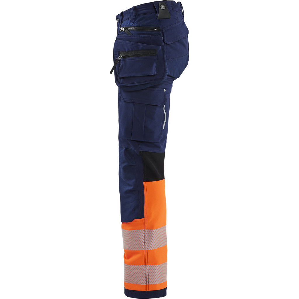 Blaklader High Vis Ladies 4-Way Stretch Work Trousers, Navy/Orange (3)