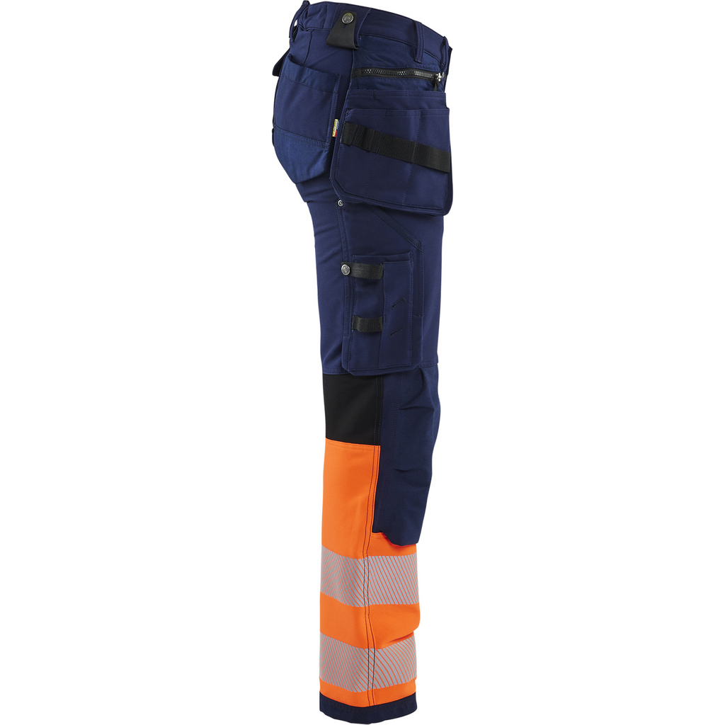 Blaklader High Vis Ladies 4-Way Stretch Work Trousers, Navy/Orange (2)