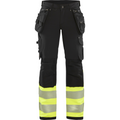 Blaklader High Vis Ladies 4-Way Stretch Work Trousers, Black/Yellow