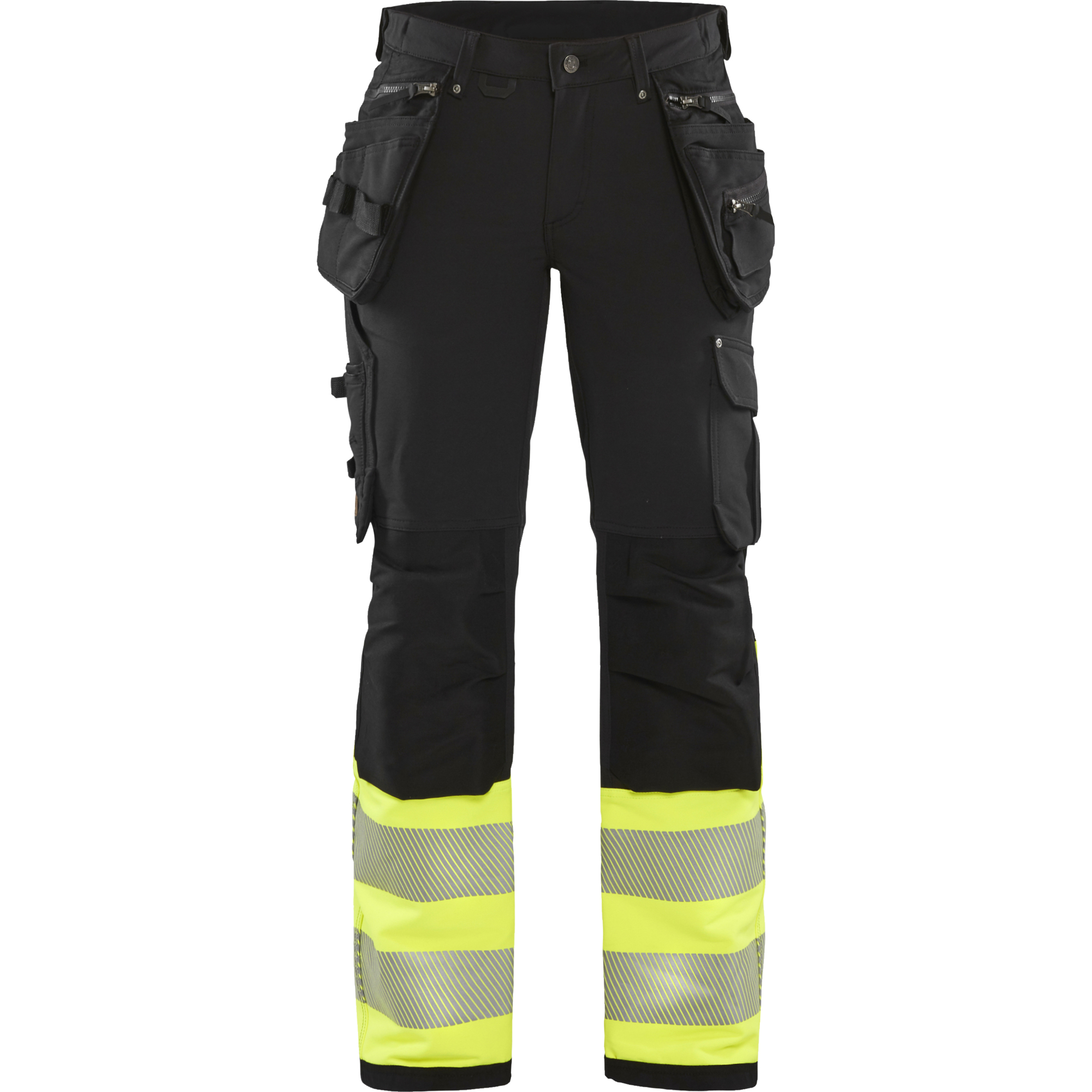 Blaklader High Vis Ladies 4-Way Stretch Work Trousers, Black/Yellow