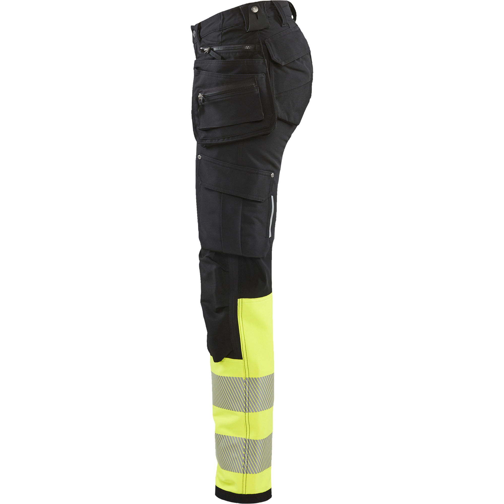 Blaklader High Vis Ladies 4-Way Stretch Work Trousers, Black/Yellow (3)