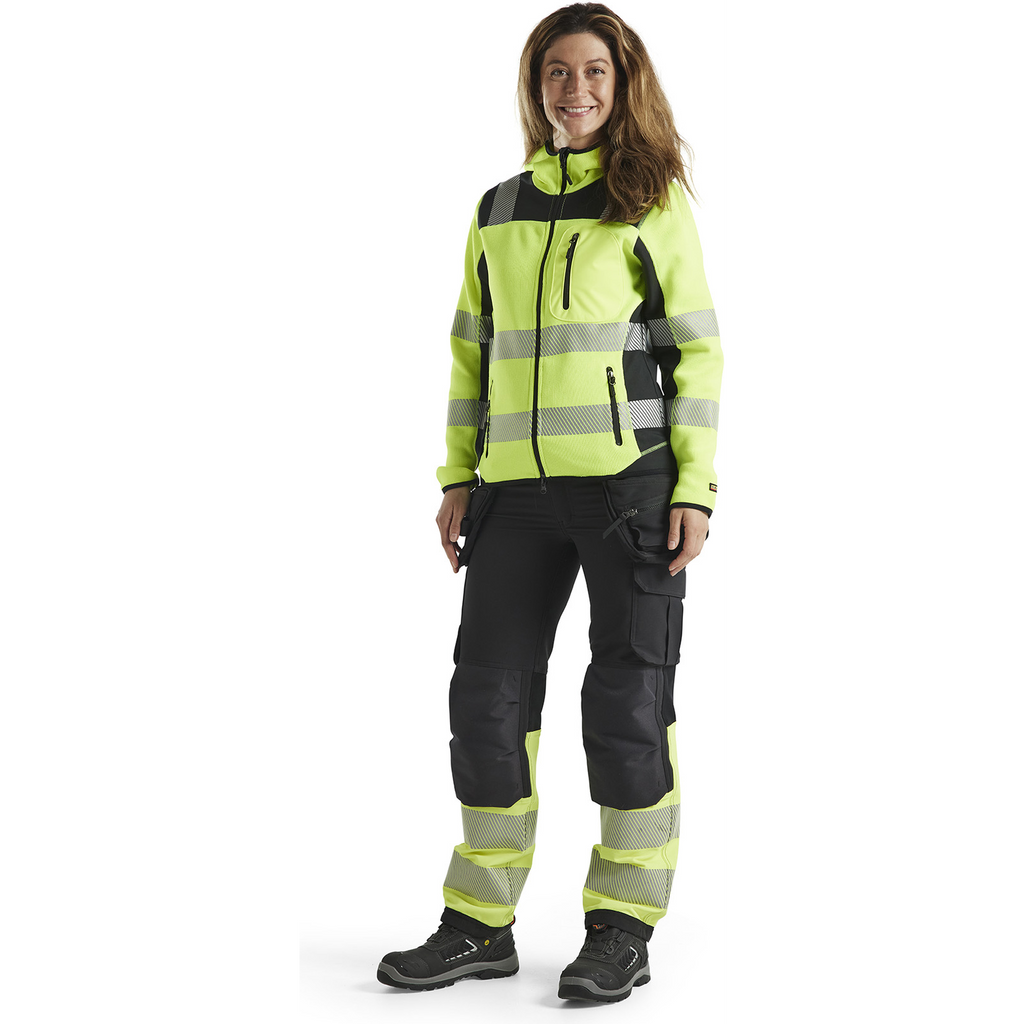 Blaklader High Vis Ladies 4-Way Stretch Work Trousers, Black/Yellow (5)