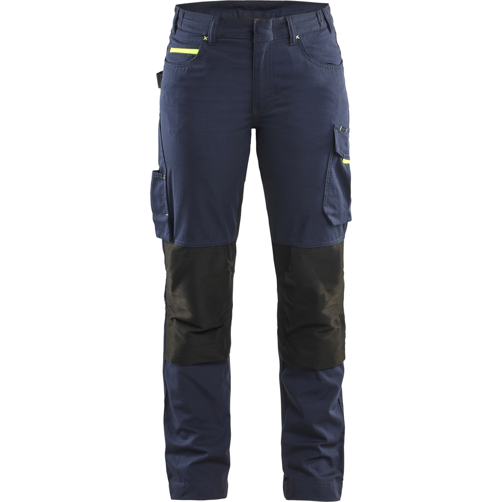 Blaklader Women's Stretch Work Trousers, Dark Navy/Yellow