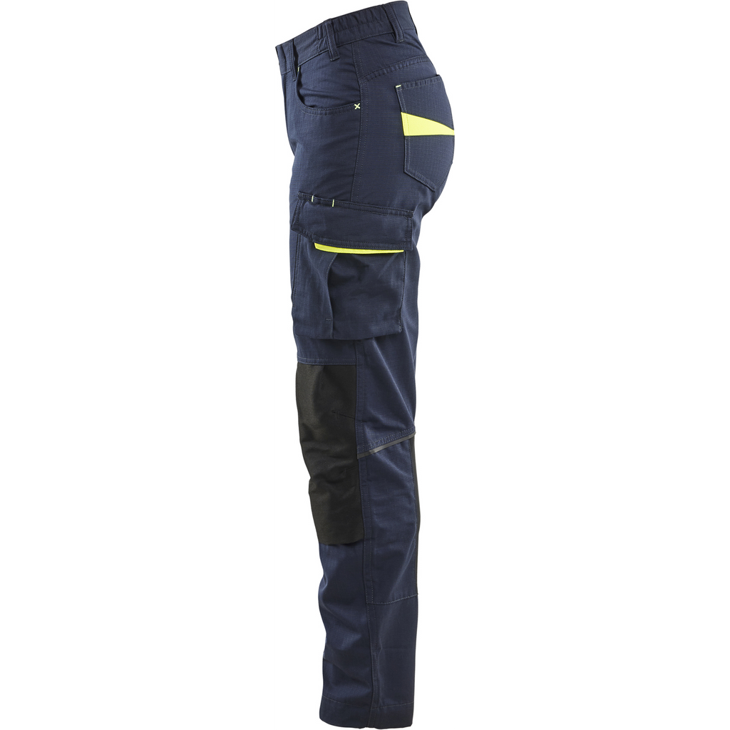 Blaklader Women's Stretch Work Trousers, Dark Navy/Yellow (3)