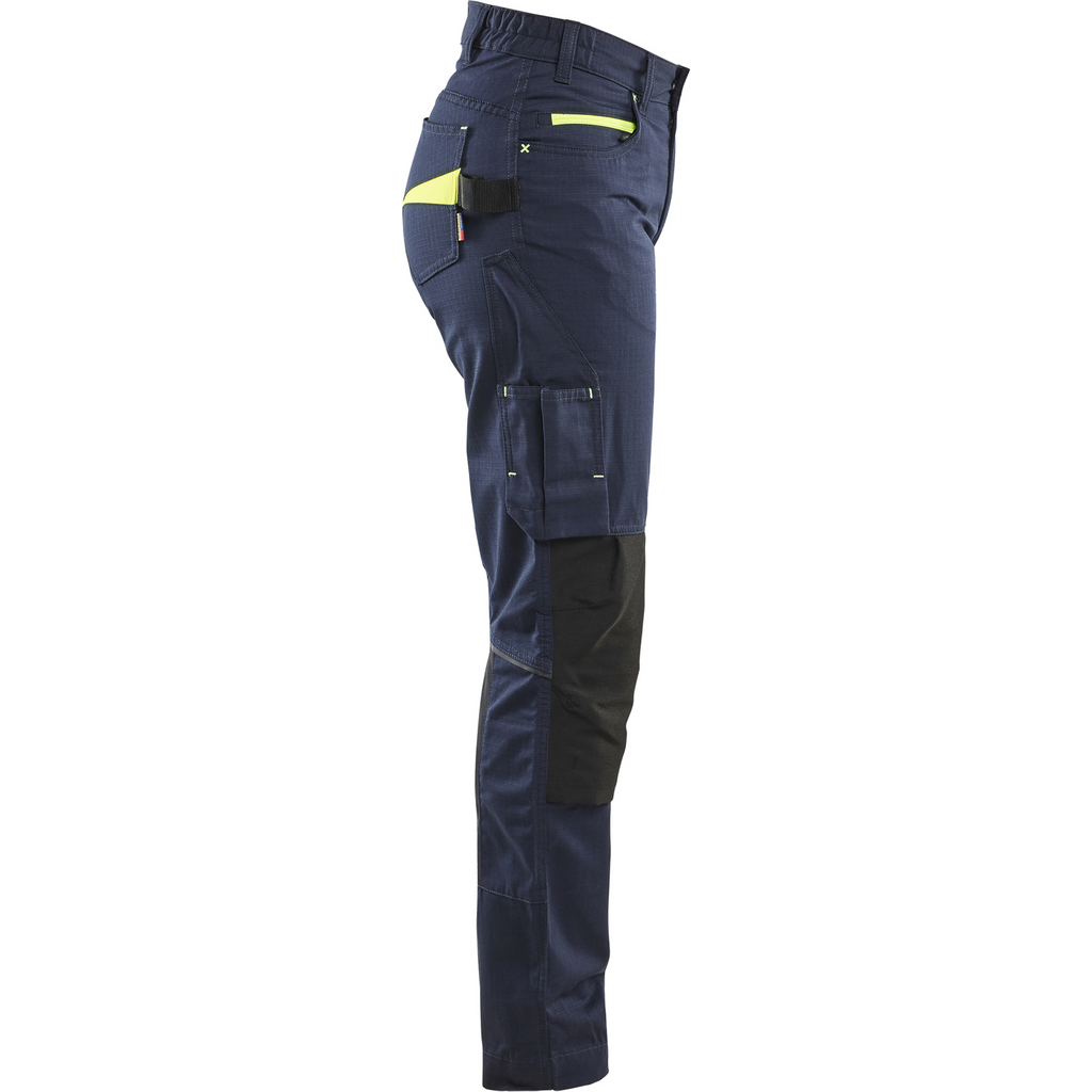 Blaklader Women's Stretch Work Trousers, Dark Navy/Yellow (2)