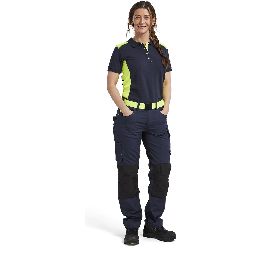 Blaklader Women's Stretch Work Trousers, Dark Navy/Yellow (5)