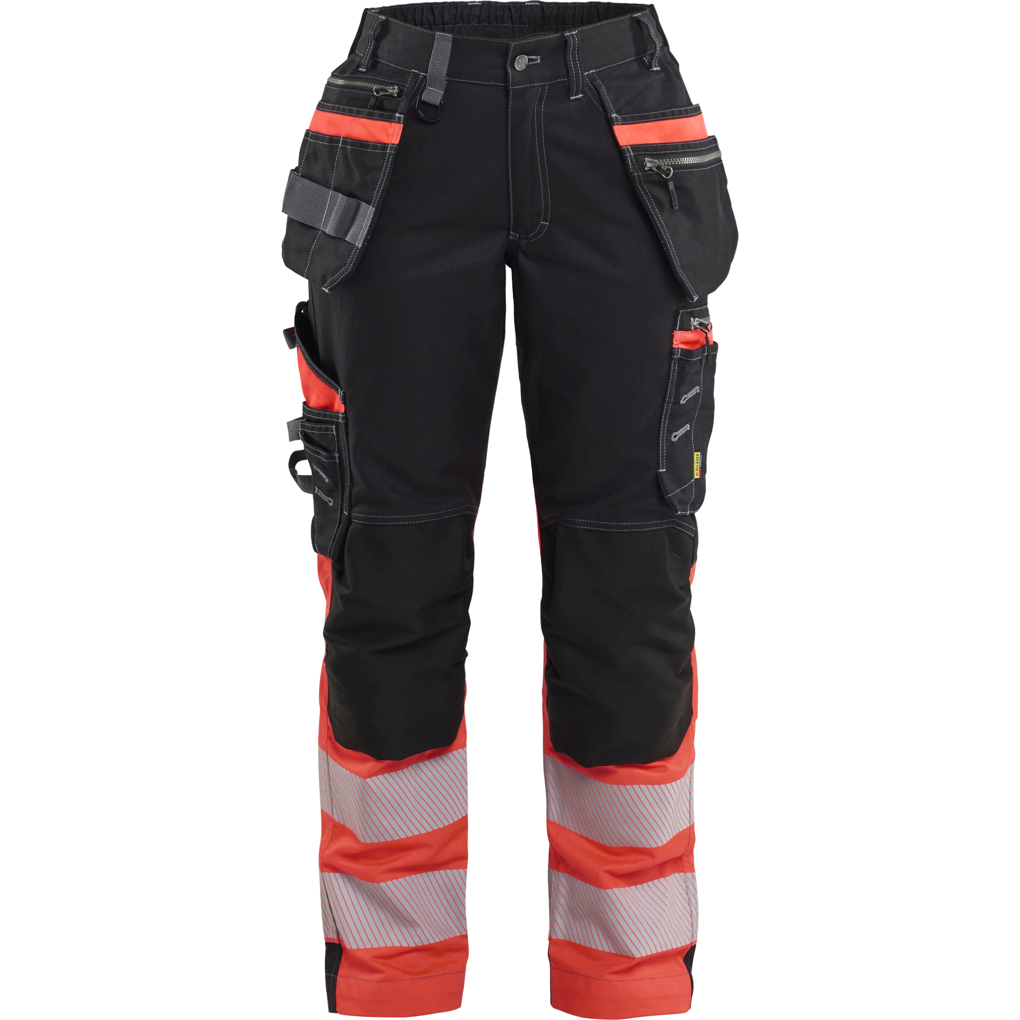 Blaklader High Vis Ladies Stretch Work Trousers, Black/High Vis Red