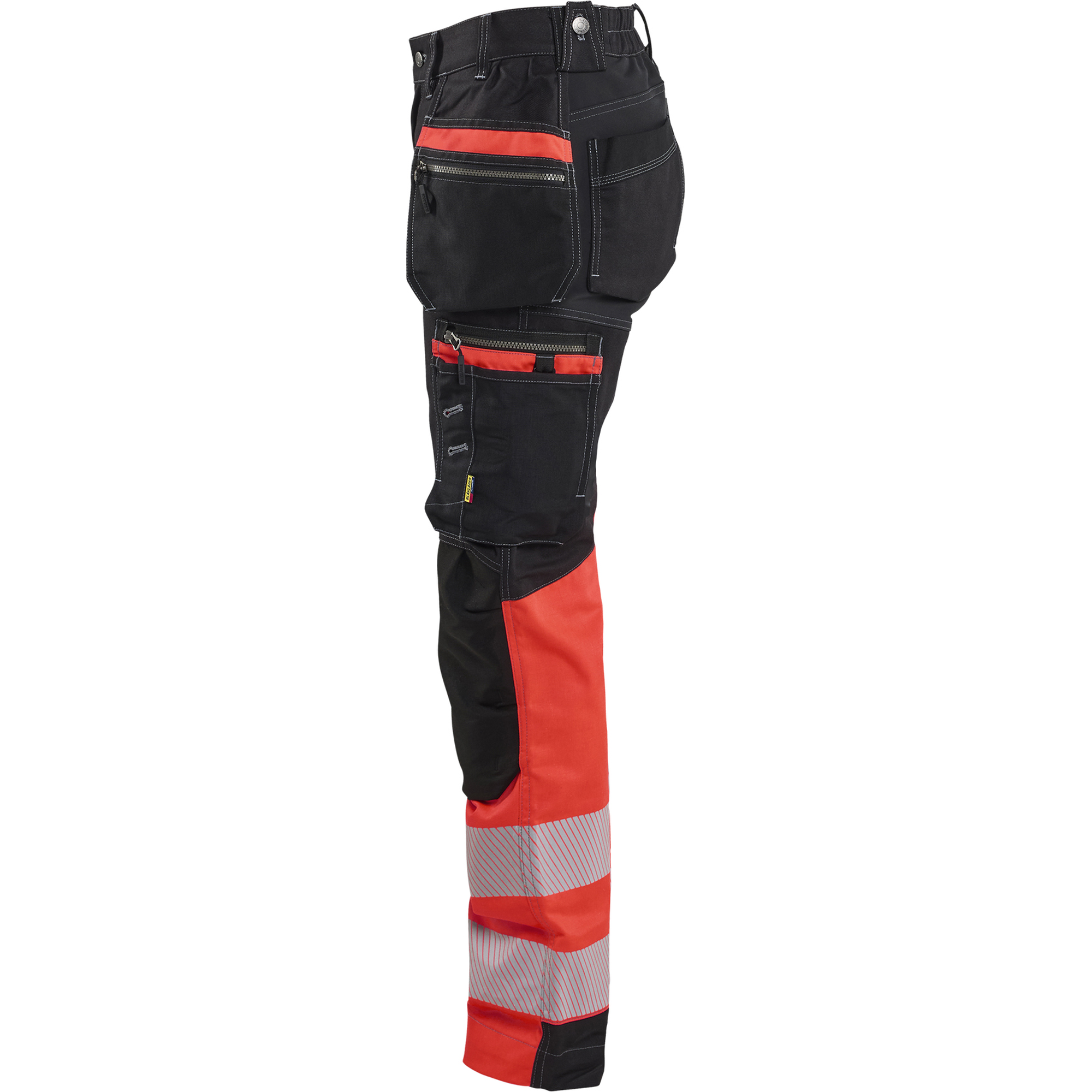 Blaklader High Vis Ladies Stretch Work Trousers, Black/High Vis Red (2)