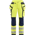 Blaklader High Vis Ladies 4-Way Stretch Work Trousers, Yellow/Navy Blue