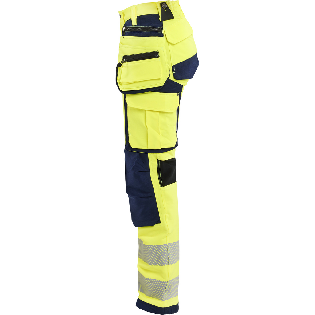 Blaklader High Vis Ladies 4-Way Stretch Work Trousers, Yellow/Navy Blue (3)