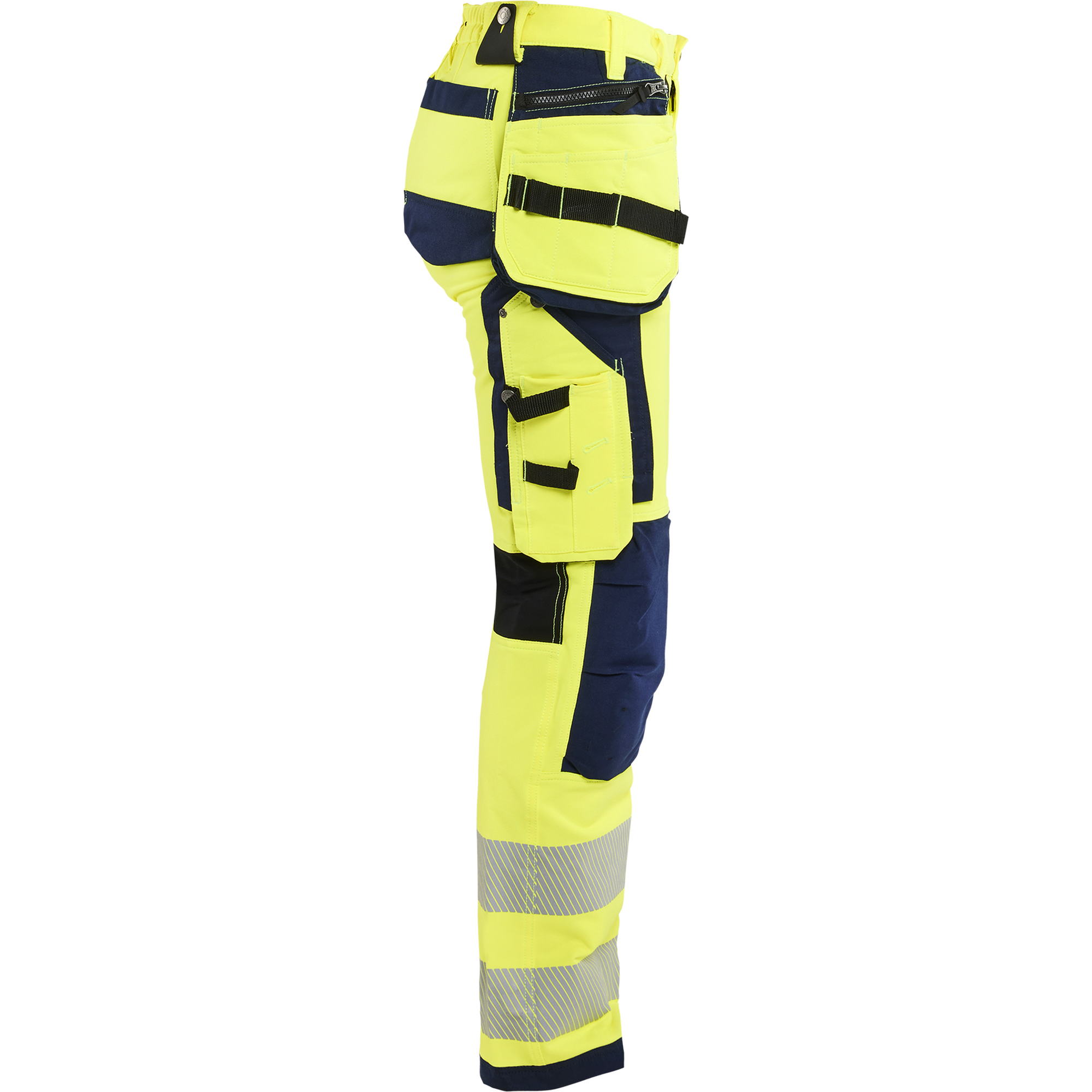 Blaklader High Vis Ladies 4-Way Stretch Work Trousers, Yellow/Navy Blue (2)