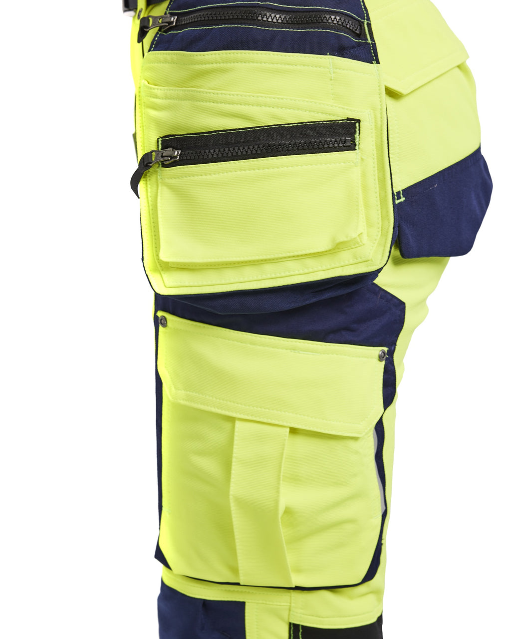 Blaklader High Vis Ladies 4-Way Stretch Work Trousers, Yellow/Navy Blue (7)