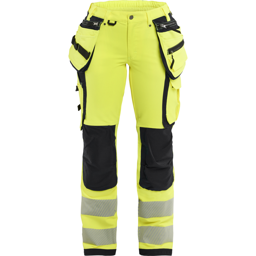 Blaklader High Vis Women's 4-Way Stretch Work Trousers, Yellow/Black