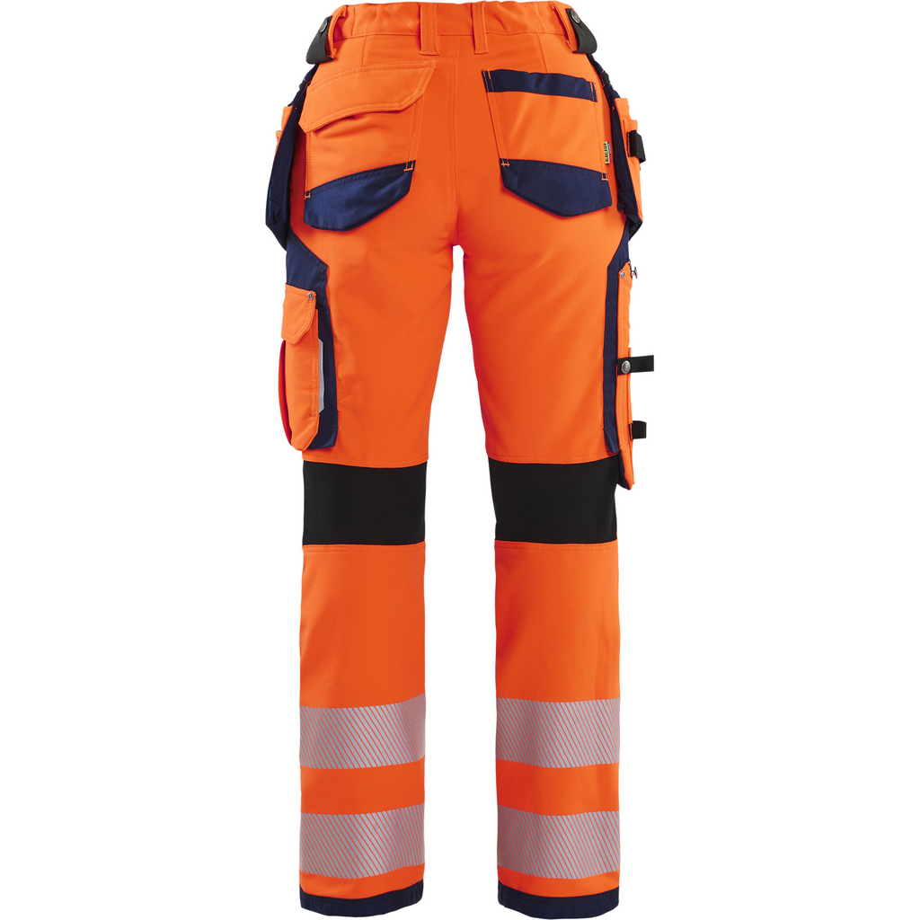 Blaklader High Vis Ladies 4-Way Stretch Work Trousers, Orange/Navy (4)