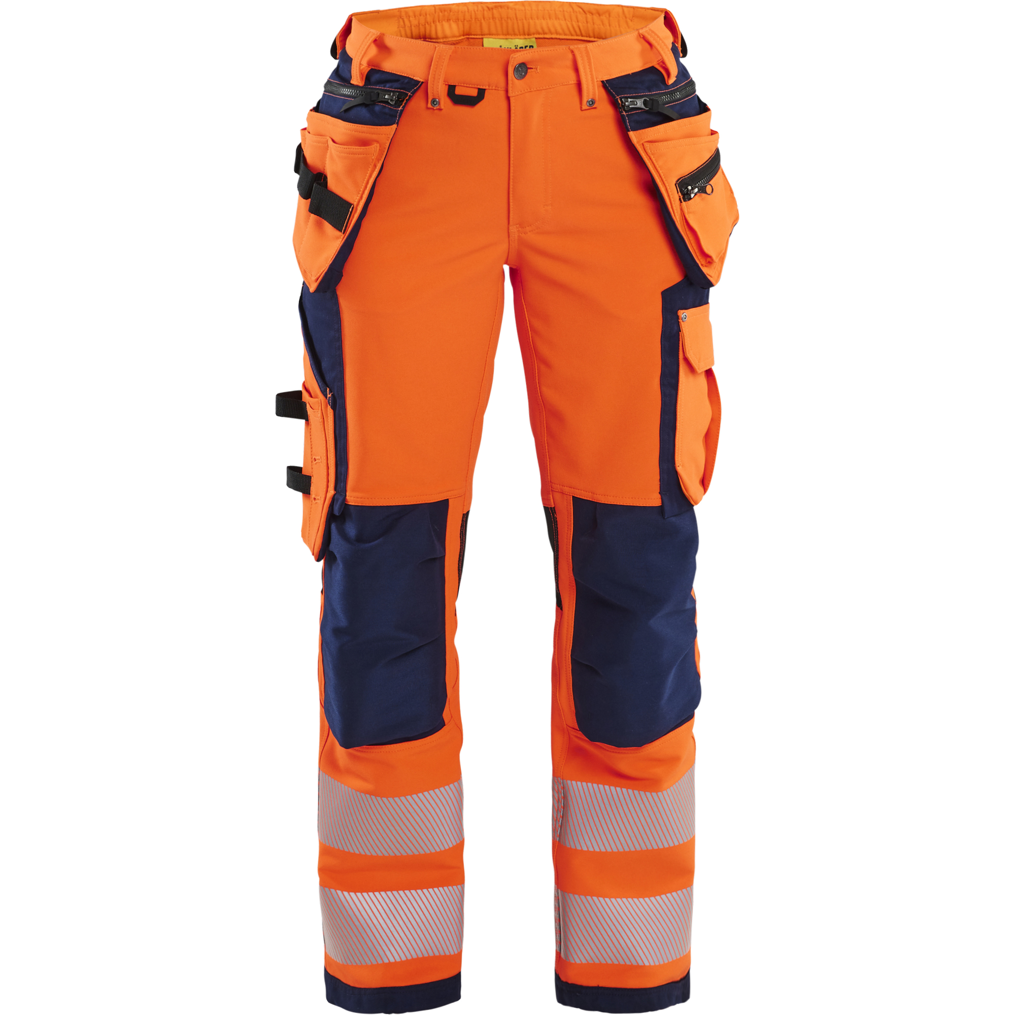 Blaklader High Vis Ladies 4-Way Stretch Work Trousers, Orange/Navy