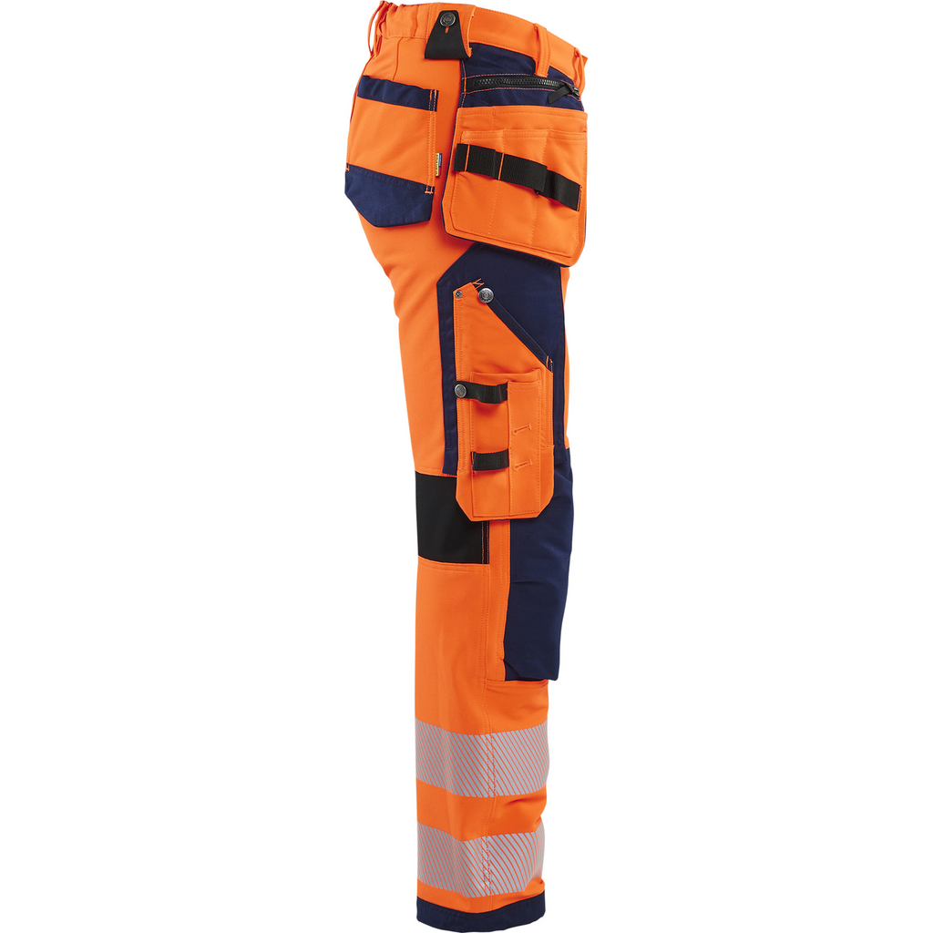 Blaklader High Vis Ladies 4-Way Stretch Work Trousers, Orange/Navy (2)