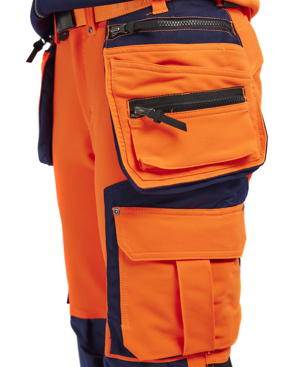 Blaklader High Vis Ladies 4-Way Stretch Work Trousers, Orange/Navy (7)