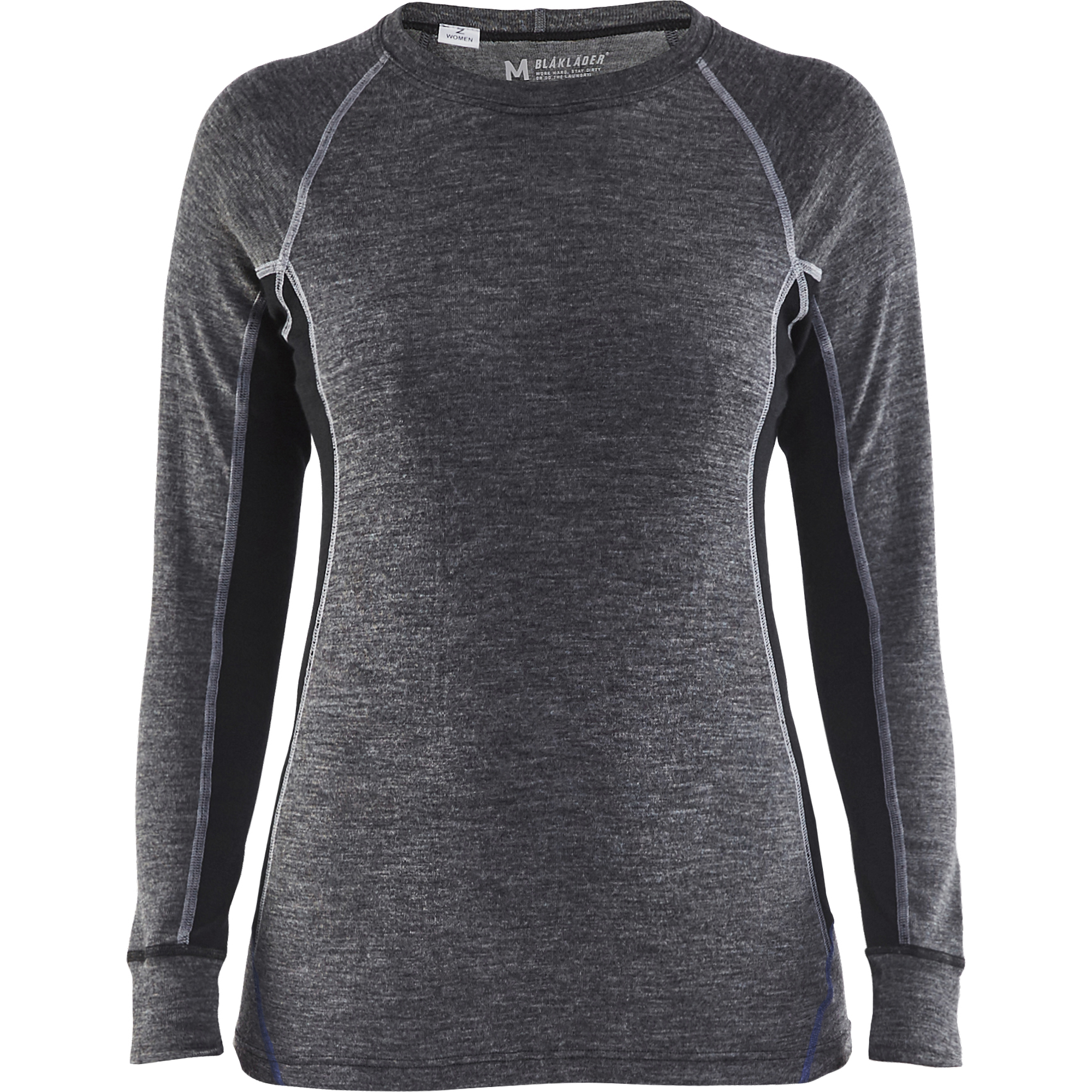 Blaklader Women's Merino Wool Warm Undershirt, Medium Grey/Black